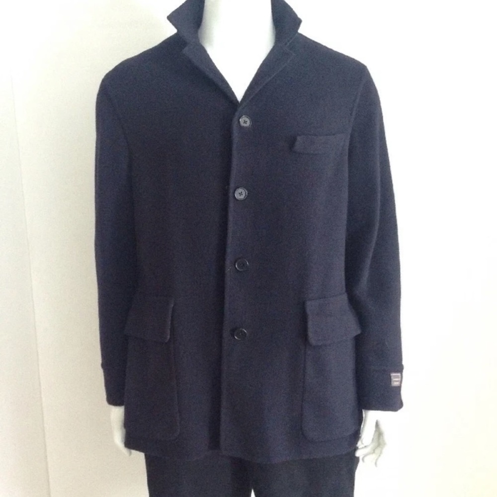 Luca Venturini Men's Navy Blue Wool Coat Jacket Size 42